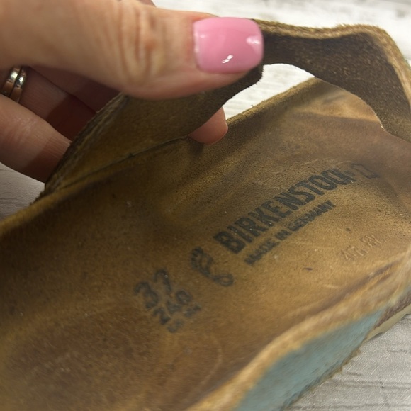 Birkenstock Women’s Gizeh Washed Metallic Aqua Thong Flip Flop Sandal Size 37 - Picture 4 of 5